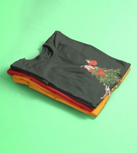Santa's On Tree: Best Printed T-shirt (Green) Best Gift For Secret Santa