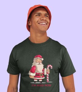 Old Grumpy Santa : Funny Printed T-shirt (Green) Best Gift For Secret Santa