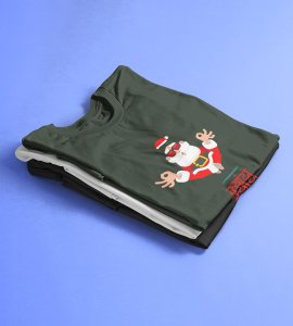 Om Santa Baba: Beautifully Printed T-shirt (Green) Best Fift For Secret Santa