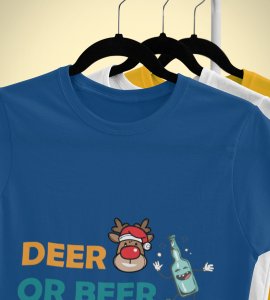 Deer Or Beer: Beautifully Crafted T-shirts(Blue) Best Gift for Boys Girls
