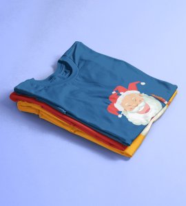Drunkard Santa : Amazingly Printed T-shirt (Blue) Best Gift For Christmas Celebration
