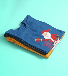 Funniest Santa : Funniest Printed T-shirt (Blue) Perfect Gift For Kids