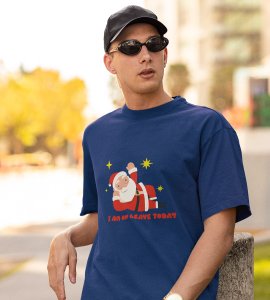 Vacational Santa: Humorously Printed T-shirt (Blue) Best Gift For Secret Santa