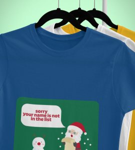 Prankster Santa: Funny Printed T-shirt (Blue) Perfect Gift For Secret Santa