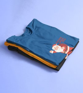 Employed Santa: Best Printed T-shirt (Blue) Best Gift For Secret Santa