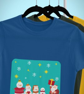 Santa's Squad: Cute Printed T-shirt (Blue) Perfect Gift For kids