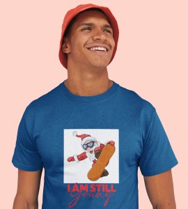 Goofy & Young Santa:Best Printed T-shirt (Blue) Perfect Gift For Boys Girls