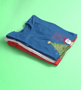 Santa's Secret Santa: Elegantly Printed T-shirt (Blue) Perfect Gift For Secret Santa