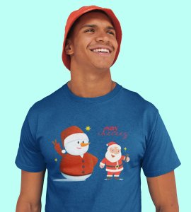 Selfie Santa: Cute Printed T-shirt (Blue) Elegant Gift For Kids