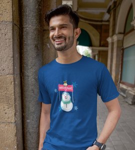 Merry Xmas : Dashing Printed T-shirt (Blue) Best Gift For Secret Santa