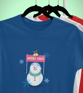 Merry Xmas : Dashing Printed T-shirt (Blue) Best Gift For Secret Santa