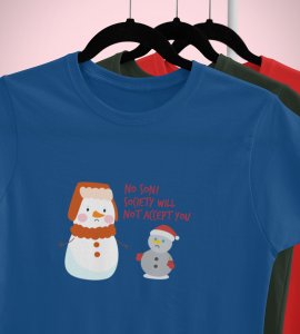Society Against Santa : Funniest Printed T-shirt (Blue) Best Gift For Secret Santa