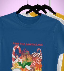Find The Santa : Beautifully Crafted T-shirt (Blue) Perfect Gift For Kids