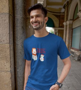 Snowman Sharmaji : Beautifully Crafted T-shirt (Blue) Perfect Gift For Secret Santa
