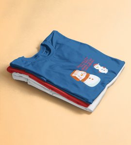 Snowman Sharmaji : Beautifully Crafted T-shirt (Blue) Perfect Gift For Secret Santa