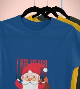 Strongest Santa: Unique Printed T-shirt (Blue) Best Gift For Christmas Eve