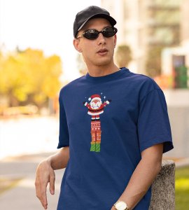 Santa On His Gifts : Best Santaclaus Printed T-shirt (Blue) Best Gift For Secret Santa