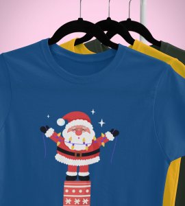 Santa On His Gifts : Best Santaclaus Printed T-shirt (Blue) Best Gift For Secret Santa