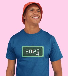 Year Changing Clock : New Year Printed T-shirt (Blue) Best Gift For Secret Santa