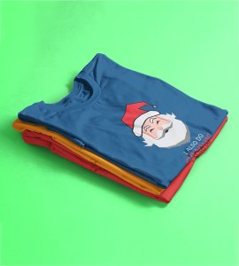 Graphic Lover Santa: Good Vibes Printed T-shirt (Blue) Unique Gift For New Year Boys Girls