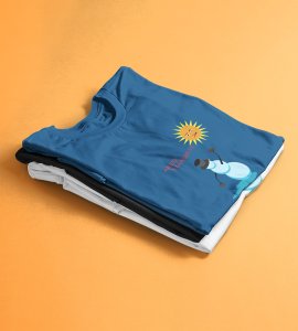 Angry Snowman : Unique Printed T-shirt (Blue) Best Gift For Boys Girls