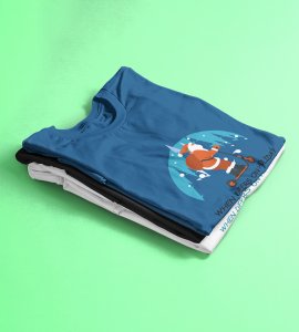 Biker Santa: Unique Printed T-shirt (Blue) Perfect Gift For Christmas Boys Girls