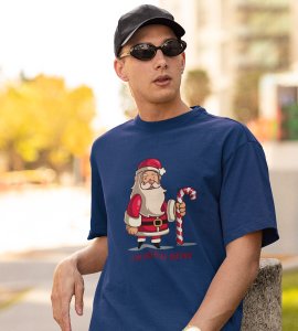 Old Grumpy Santa : Funny Printed T-shirt (Blue) Best Gift For Secret Santa