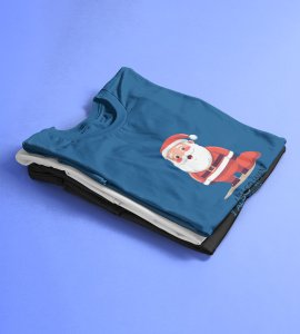 Even Santa Wants Gift: Cute Printed T-shirt (Blue) Perfect Gift For Boys Girls