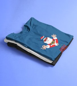 Om Santa Baba: Beautifully Printed T-shirt (Blue) Best Fift For Secret Santa