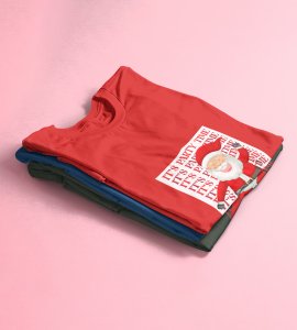 Party Time Santa: Happy Santa Printed Amazing T-shirt (Red) Best Gift For Secret Santa