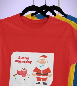 Sneezy Santa: Funny & Cute Printed T-shirt (Red) Perfect Gift For Secret Santa