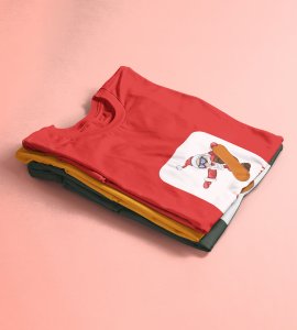 Goofy & Young Santa:Best Printed T-shirt (Red) Perfect Gift For Boys Girls