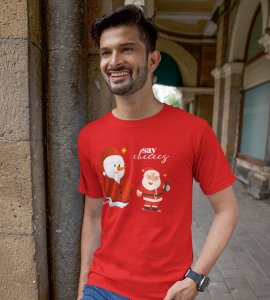 Selfie Santa: Cute Printed T-shirt (Red) Elegant Gift For Kids