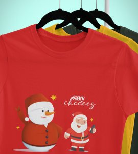 Selfie Santa: Cute Printed T-shirt (Red) Elegant Gift For Kids