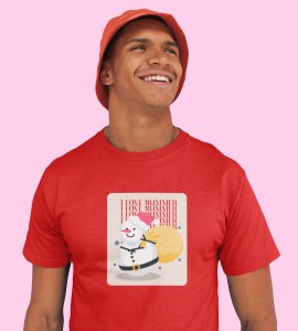 Summer Lover Snowman : Best Printed T-shirt (Red) Perfect Gift For Secret Santa For Boys Girls