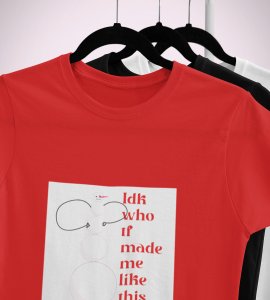 Angry Tall Snowman: Cute Snowman Printed T-shirt (Red) Unique Gift For Secret Santa