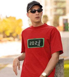 Year Changing Clock : New Year Printed T-shirt (Red) Best Gift For Secret Santa