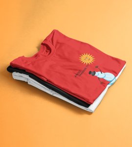 Angry Snowman : Unique Printed T-shirt (Red) Best Gift For Boys Girls