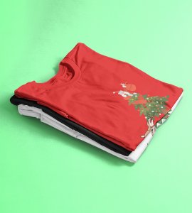 Santa's On Tree: Best Printed T-shirt (Red) Best Gift For Secret Santa