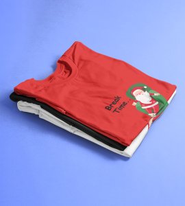 Santa Is On Break: Cute Printed T-shirte (Red) Best Gift For Boys Girls
