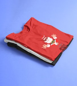 Om Santa Baba: Beautifully Printed T-shirt (Red) Best Fift For Secret Santa