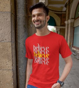 Believe In Yourself: Cute Printed T-shirt (Red) Perfect Gifts For Boys girls