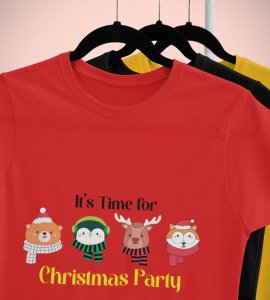 Christmas Party: Motivational Printed T-shirt (Red) Unique Gift For Secret Santa