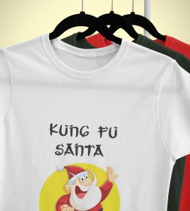 Kung Fu Santa: Perfect T-shirt For Secret Santa(White) Best Gift For Boys Girls