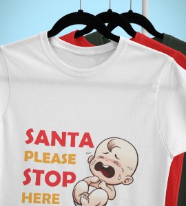 Baby Tears Over Santa(White) Elegantly Printed T-shirt, Best Gift For Boys Girls