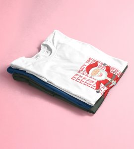 Party Time Santa: Happy Santa Printed Amazing T-shirt (White) Best Gift For Secret Santa