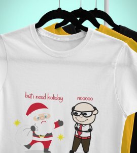 Corporate Santa: Funny Printed T-shirt (White) Best Gift For Secret Santa