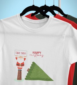 Eco-Friendly Santa: Beautifully Printed T-shirt (White) Exclusive Gift For Boys Girls