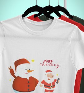Selfie Santa: Cute Printed T-shirt (White) Elegant Gift For Kids