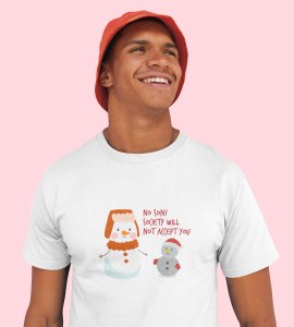 Society Against Santa : Funniest Printed T-shirt (White) Best Gift For Secret Santa